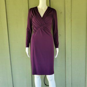DAVID MEISTER Eggplant Ruched Sheath Dress 2